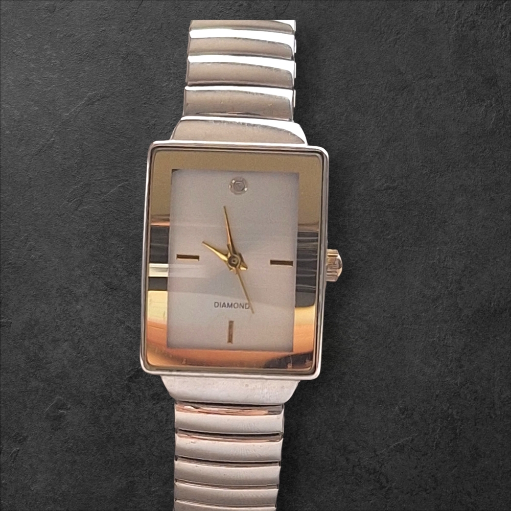 Diamond Silver And Gold Rectangular Watch Require… - image 3